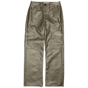 Tgla Cargo Pants Women’s 7 / 28 Faux Leather Straight Leg Army Green Utility Y2K